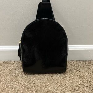 Hobo Black Patent Leather Crossbody Bag